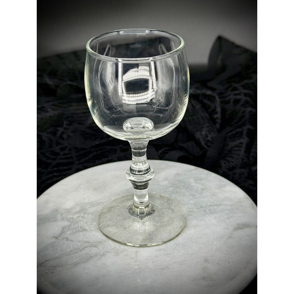 vintage clear pressed glass cordial or rhine wine glass